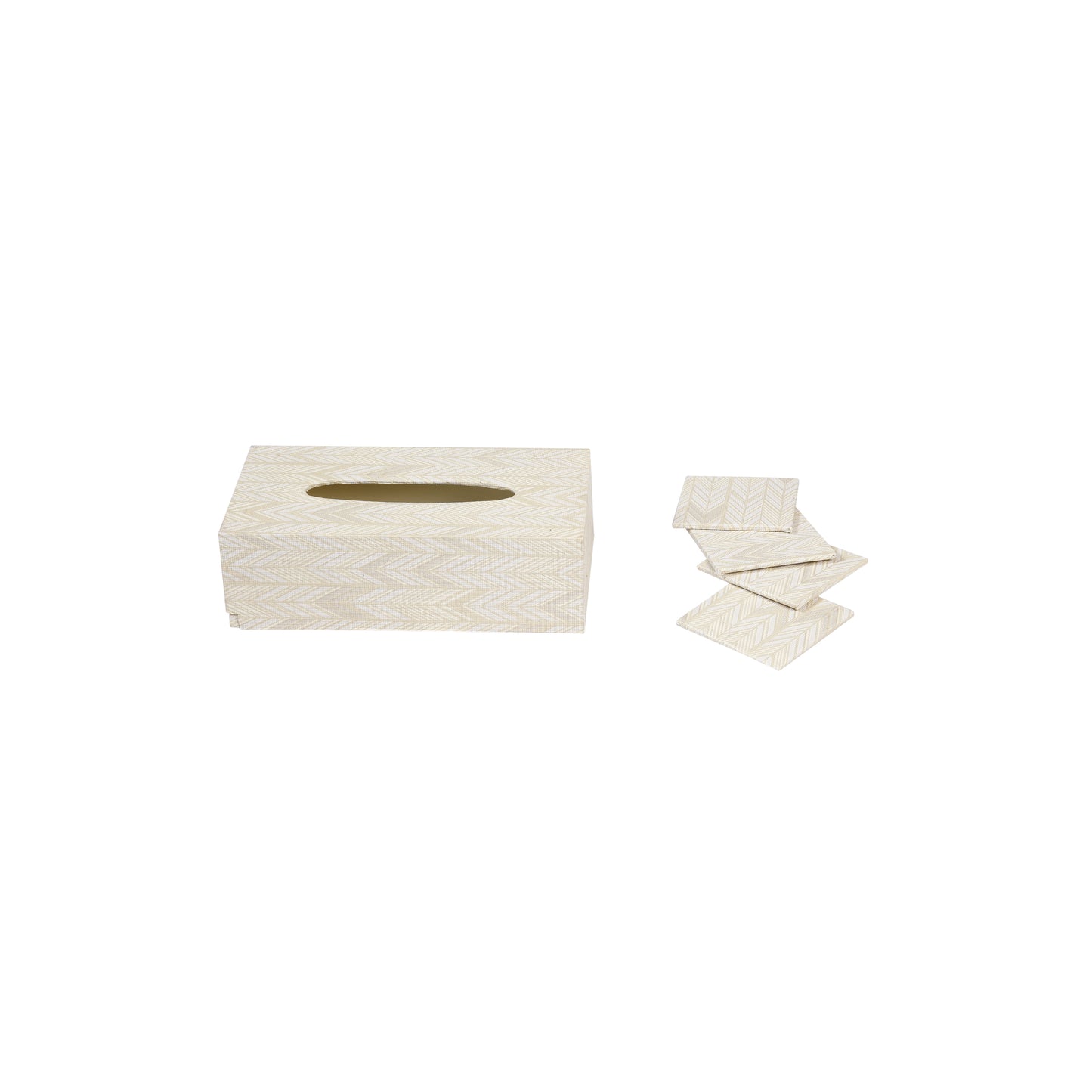 A Tiny Mistake Golden Herringbone Rectangle Tissue Box, 26 x 13 x 8 cm