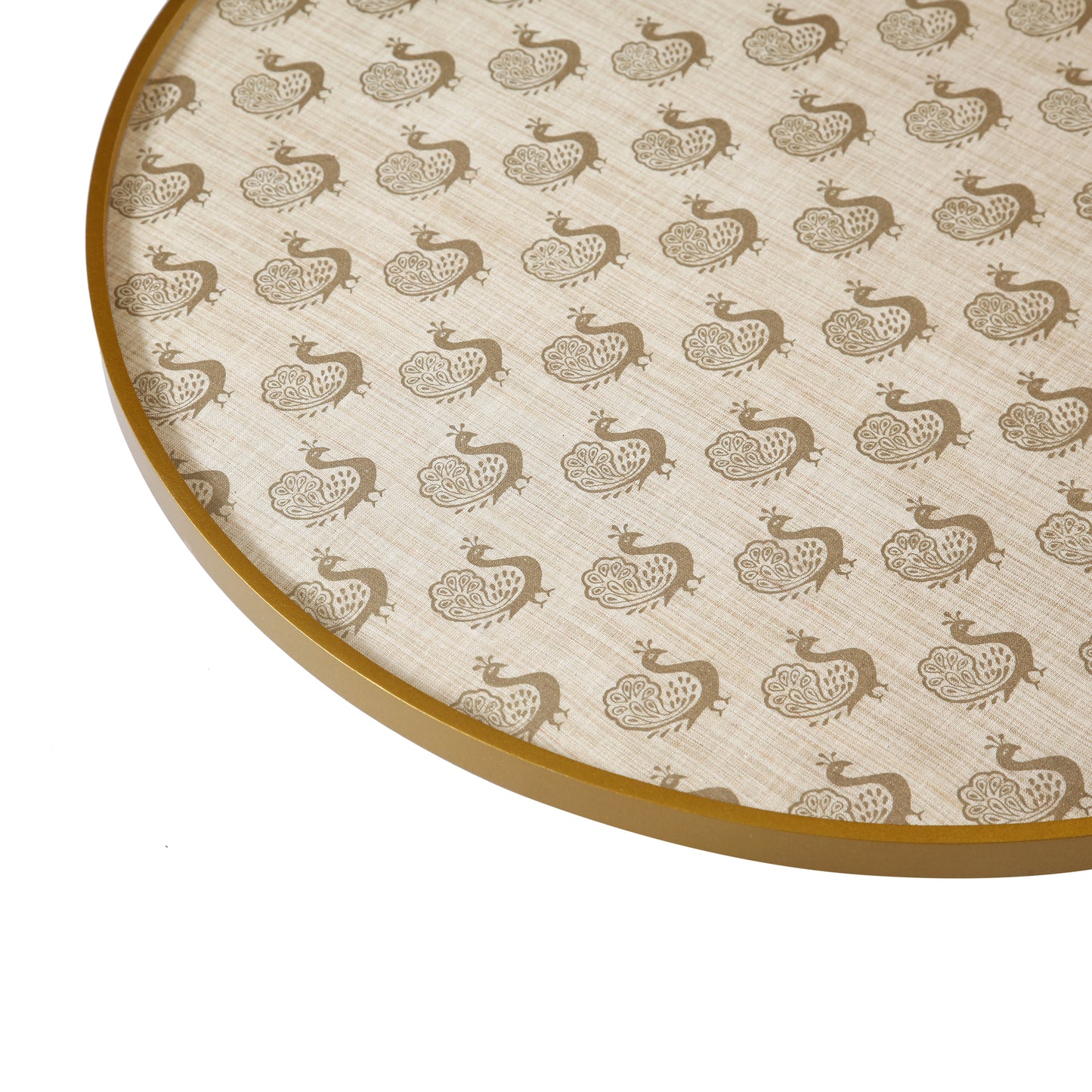 A Tiny Mistake Golden Peacock Block Printed Wooden Table Turner, Dining Table Organisation, Lazy Susan for Dining Room Decor