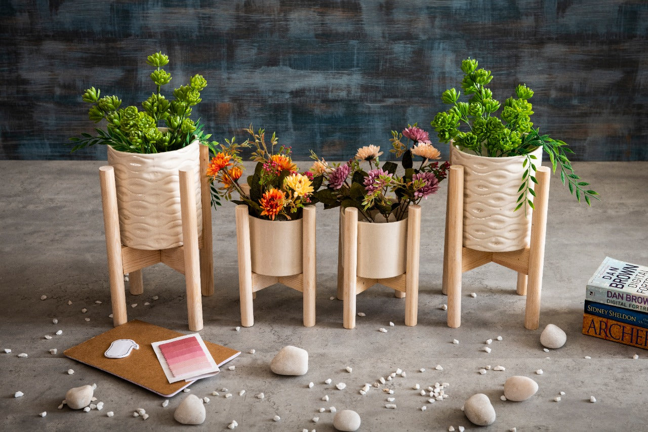 Indoor Ceramic and Wooden Planters