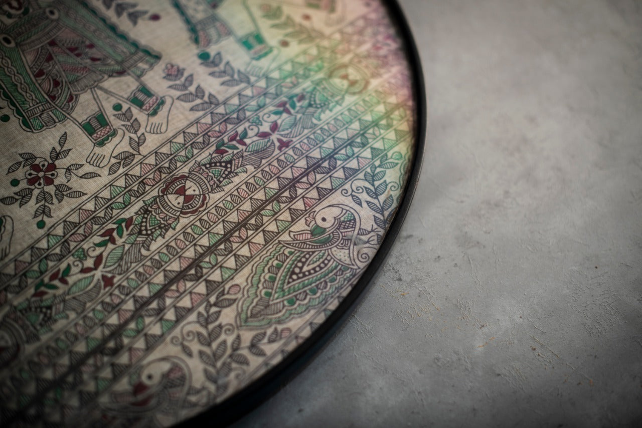 A Tiny Mistake Madhubani Finish Wooden Table Turner, Dining Table Organisation, Lazy Susan for Dining Room Decor