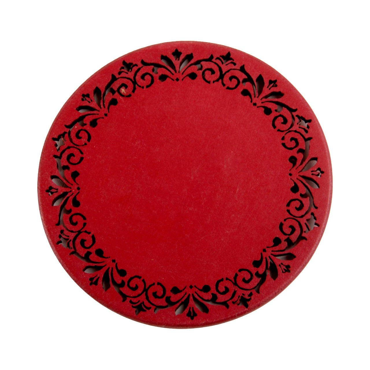 A Tiny Mistake Red Round Wooden Coasters (Set of 4), 7.5 x 7.5 x 0.5 cm
