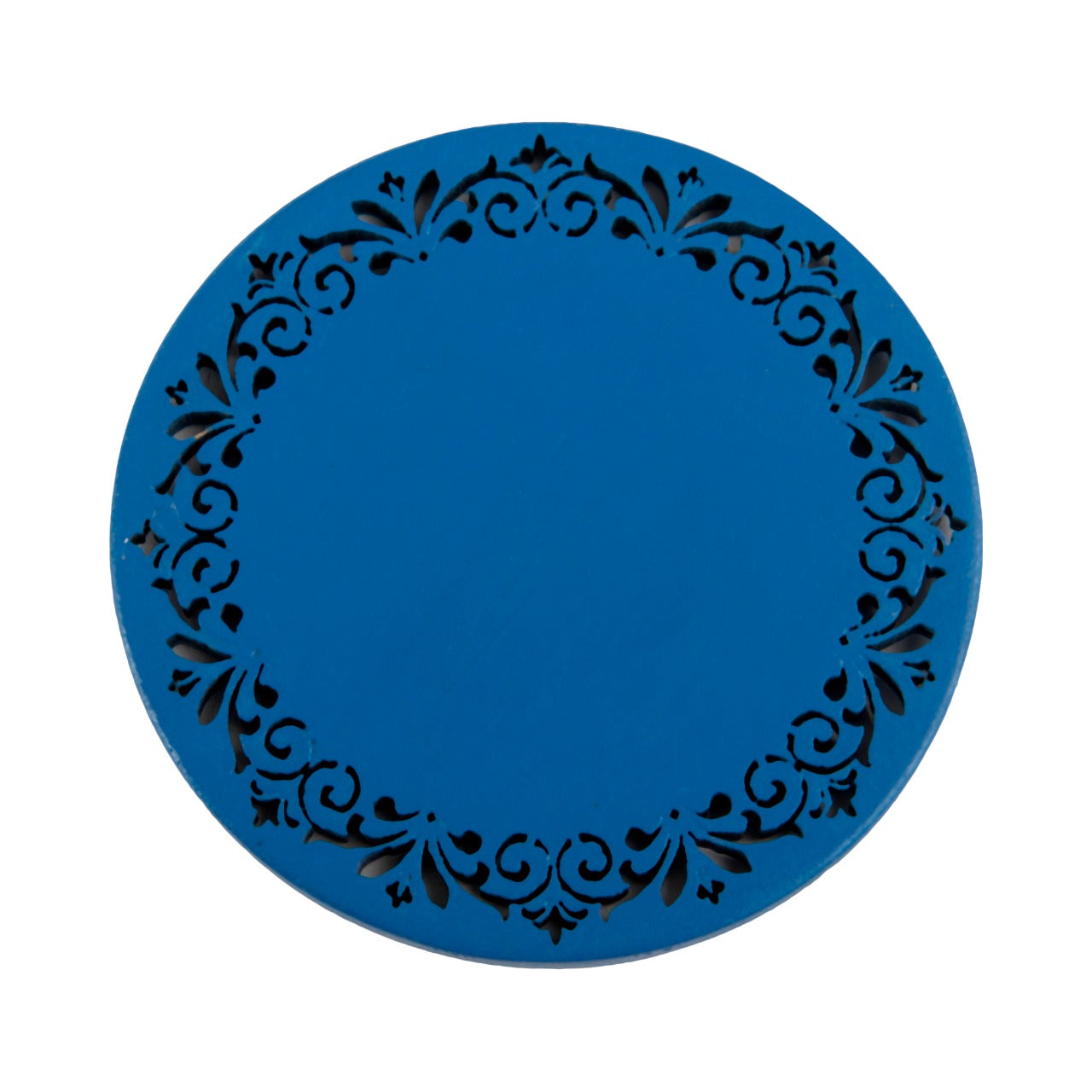 A Tiny Mistake Blue Round Wooden Coasters (Set of 4), 7.5 x 7.5 x 0.5 cm