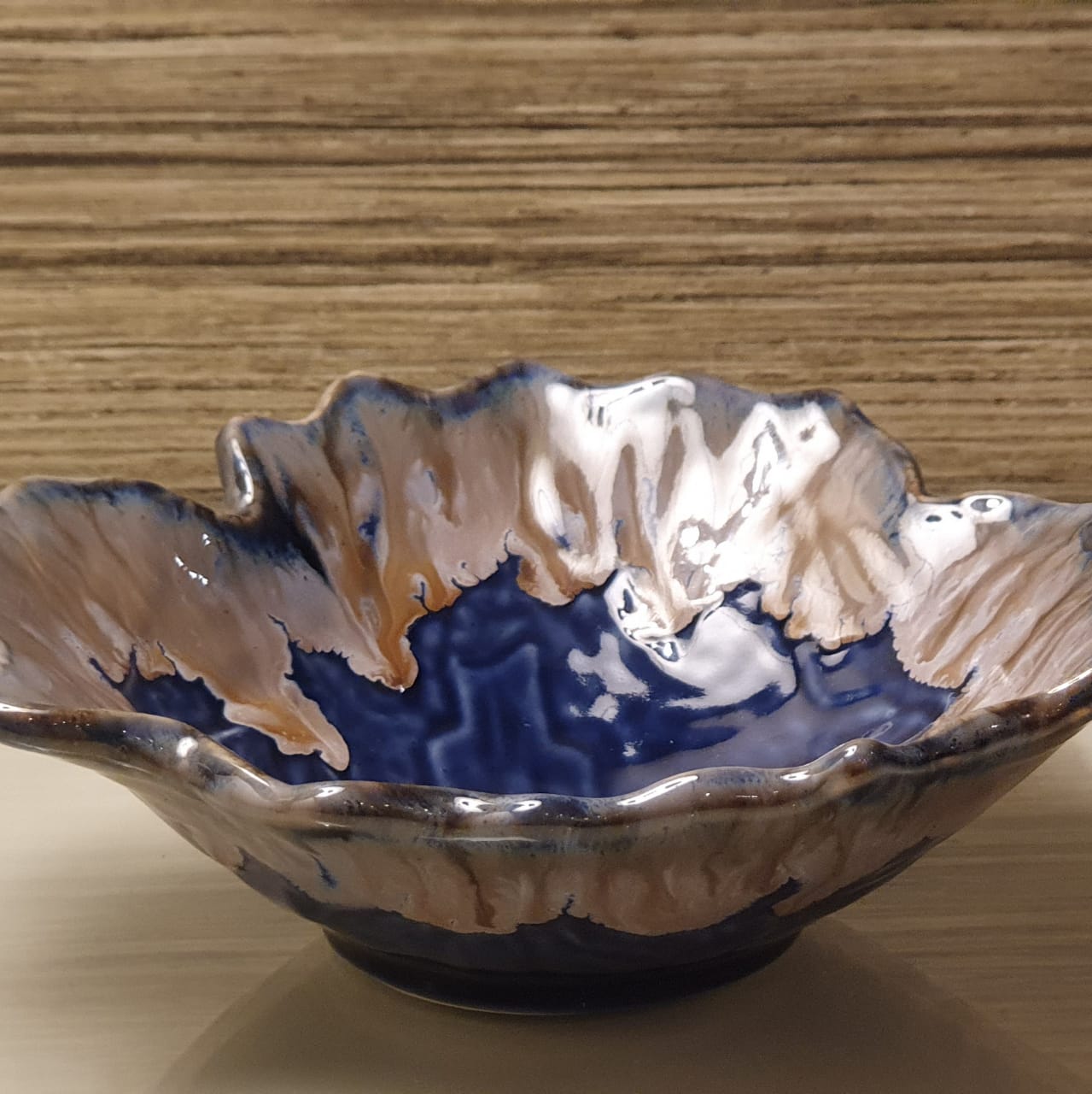 A Tiny Mistake Blue Uneven Decorative Ceramic Serving Bowl