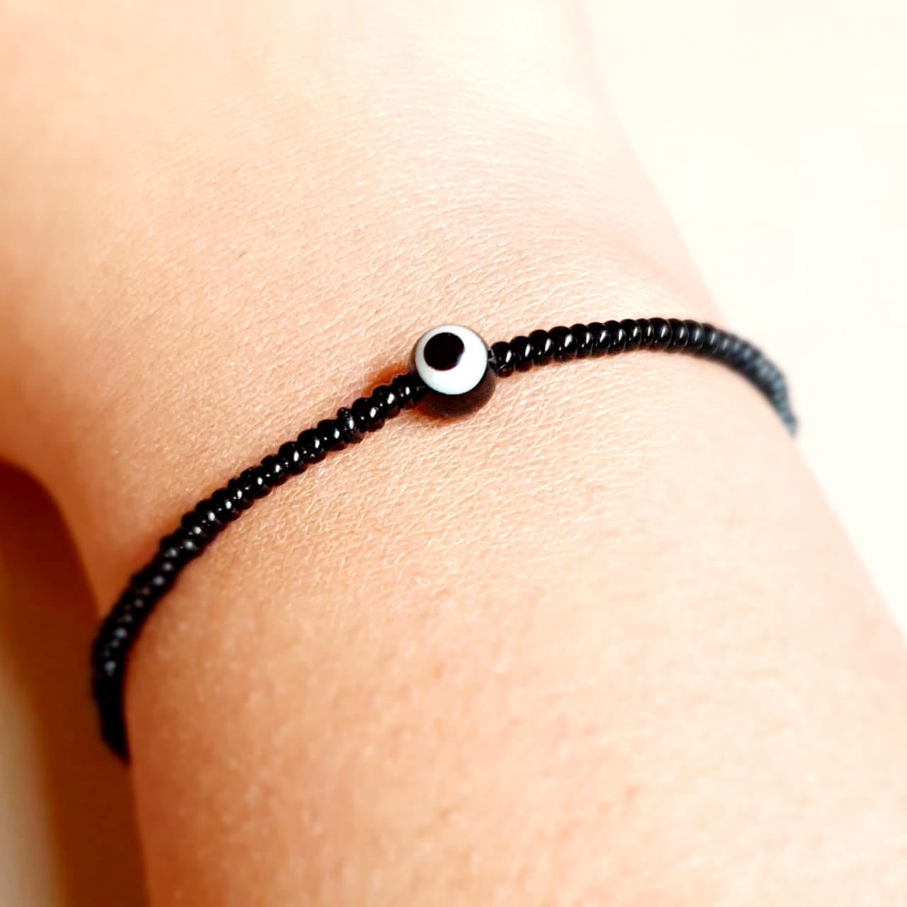 ATM Evil Eye Bracelet for Couples, Black Evil Eye with Black Beads for Good Luck and Prosperity, Nazariya, Nazar Battu, Evil Eye Charm Bracelet , Flexi Cord (2 Pieces)