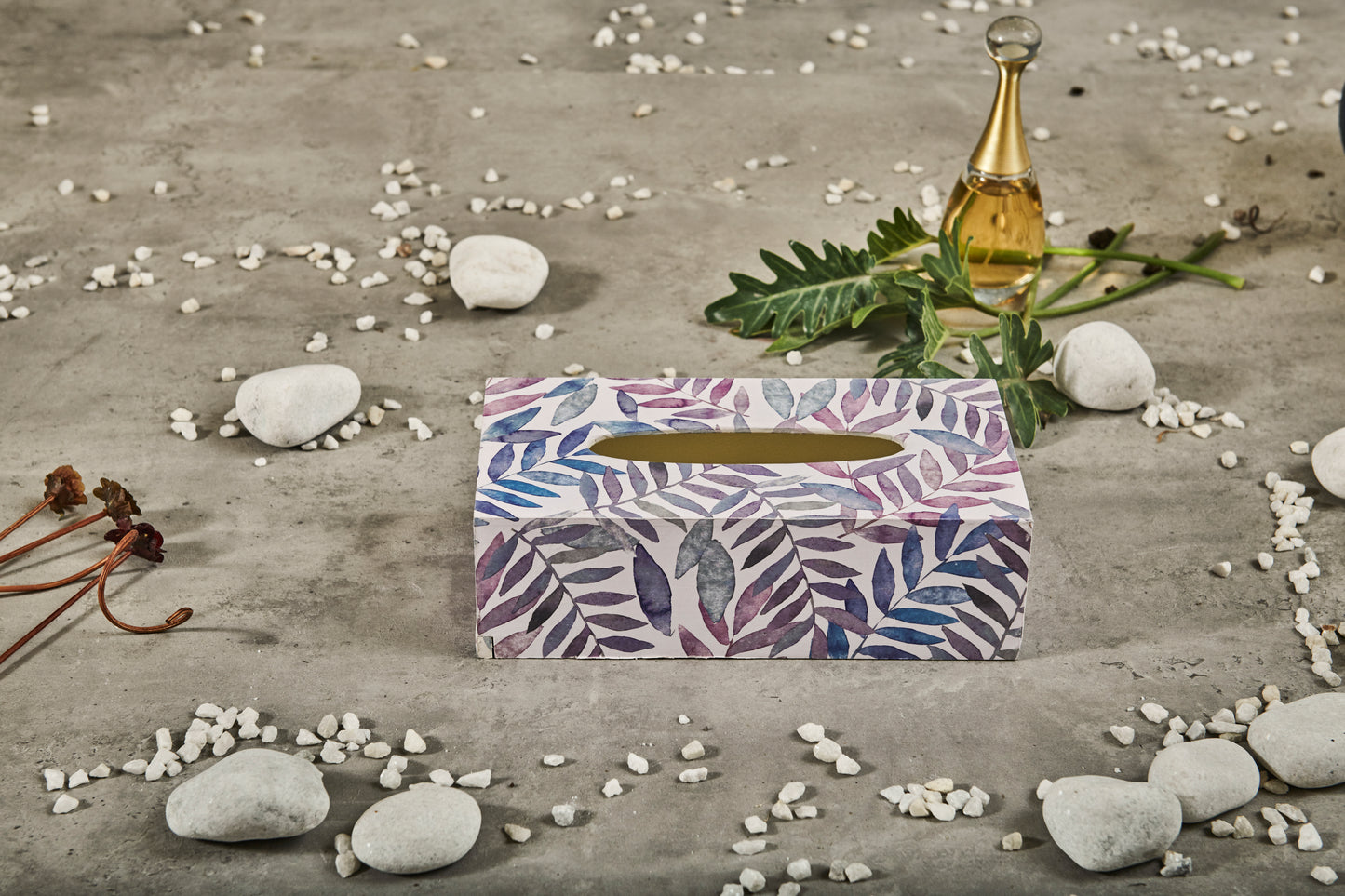 A Tiny Mistake Pastel Leaves Rectangle Tissue Box, 26 x 13 x 8 cm