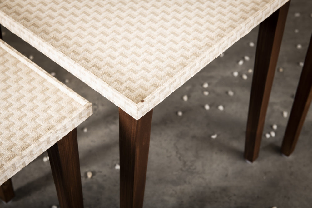 A Tiny Mistake Herringbone Beige Wooden Rectangle Nesting Tables (Set of 2), Living Room Decor