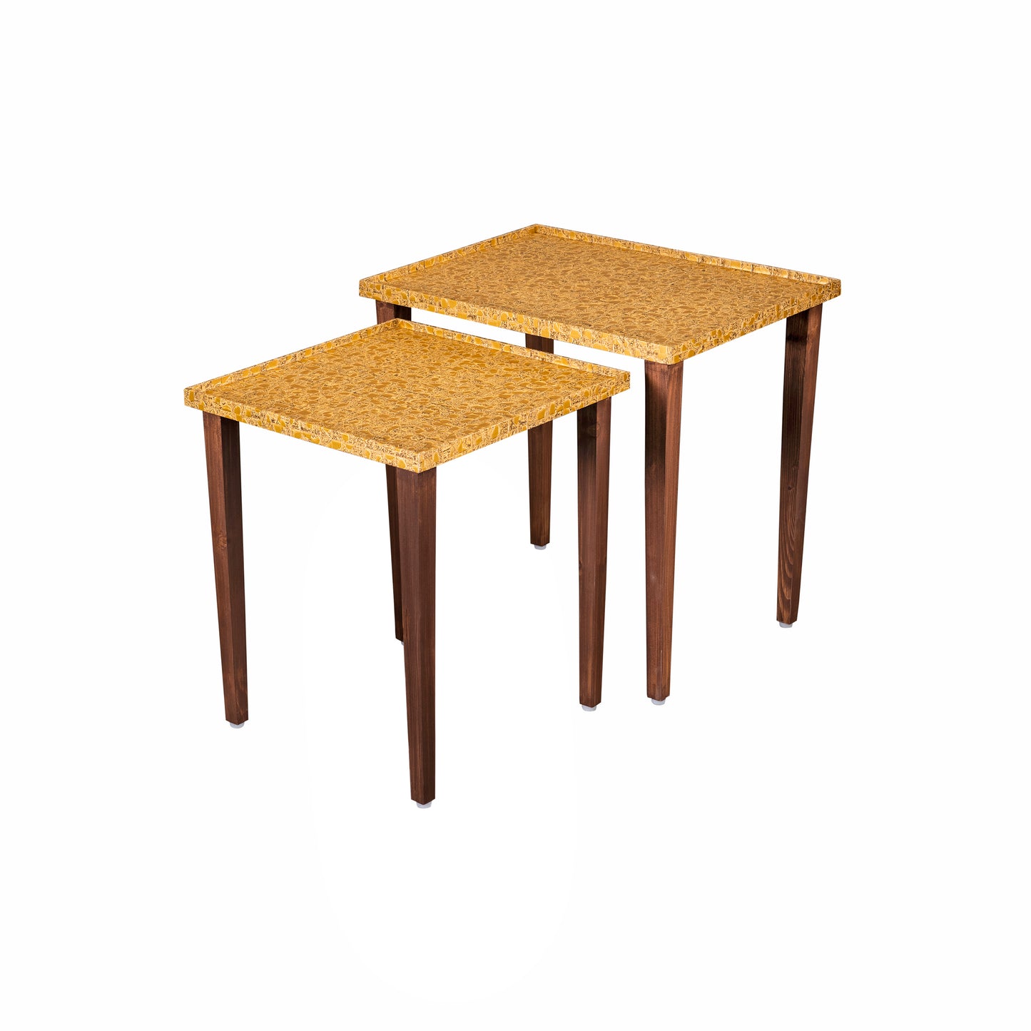 A Tiny Mistake Sunehri Wooden Rectangle Nesting Tables (Set of 2), Living Room Decor