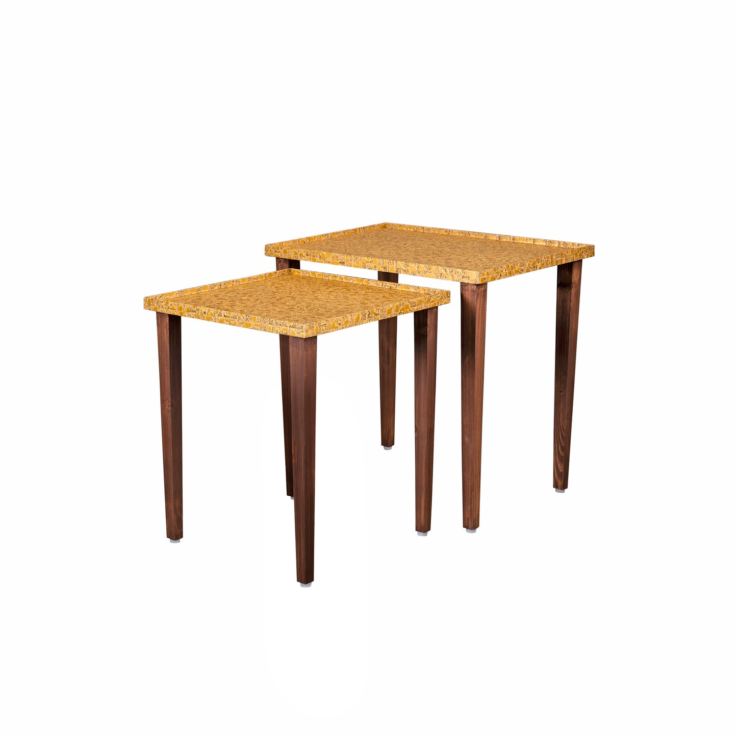 A Tiny Mistake Sunehri Wooden Rectangle Nesting Tables (Set of 2), Living Room Decor
