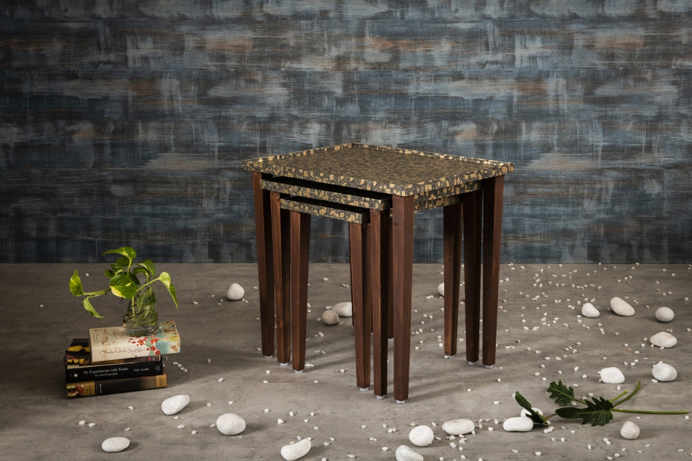 A Tiny Mistake Syaahi Wooden Rectangle Nesting Tables (Set of 3), Living Room Decor