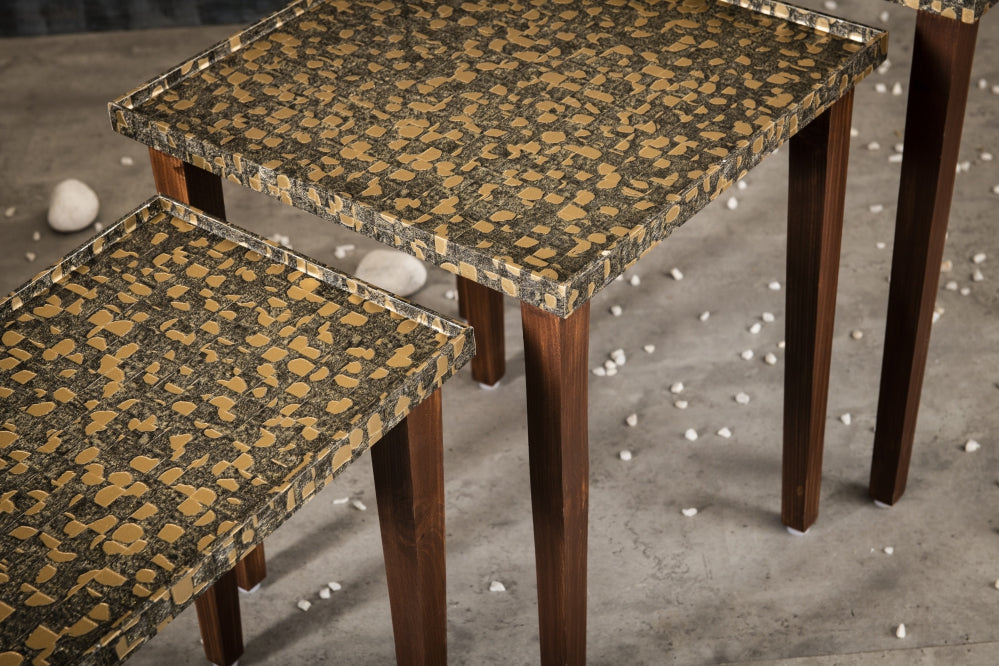 A Tiny Mistake Syaahi Wooden Rectangle Nesting Tables (Set of 2), Living Room Decor