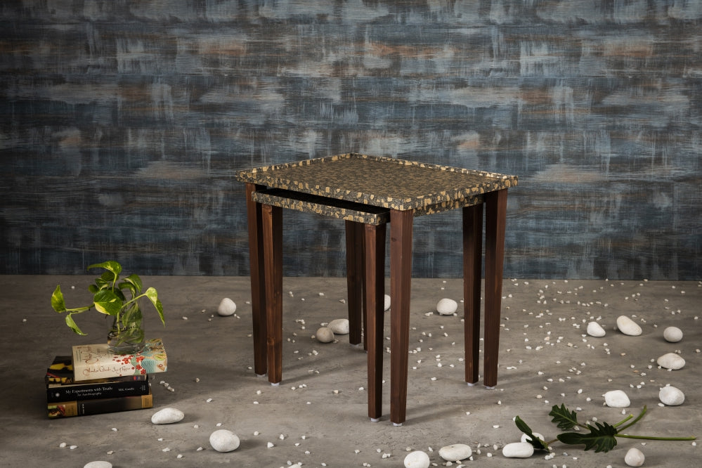 A Tiny Mistake Syaahi Wooden Rectangle Nesting Tables (Set of 2), Living Room Decor