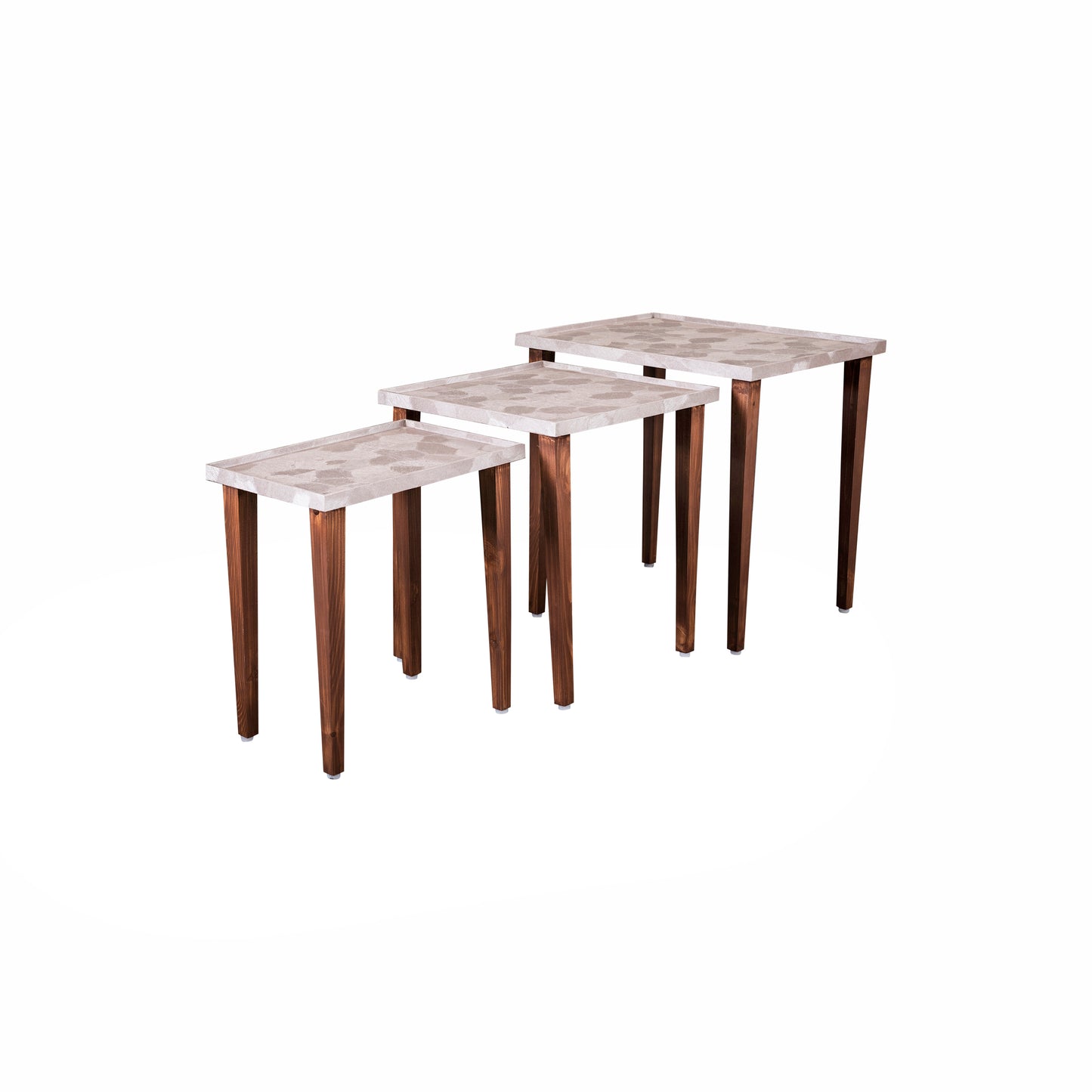 A Tiny Mistake Allure Rose Gold Wooden Rectangle Nesting Tables (Set of 3), Living Room Decor