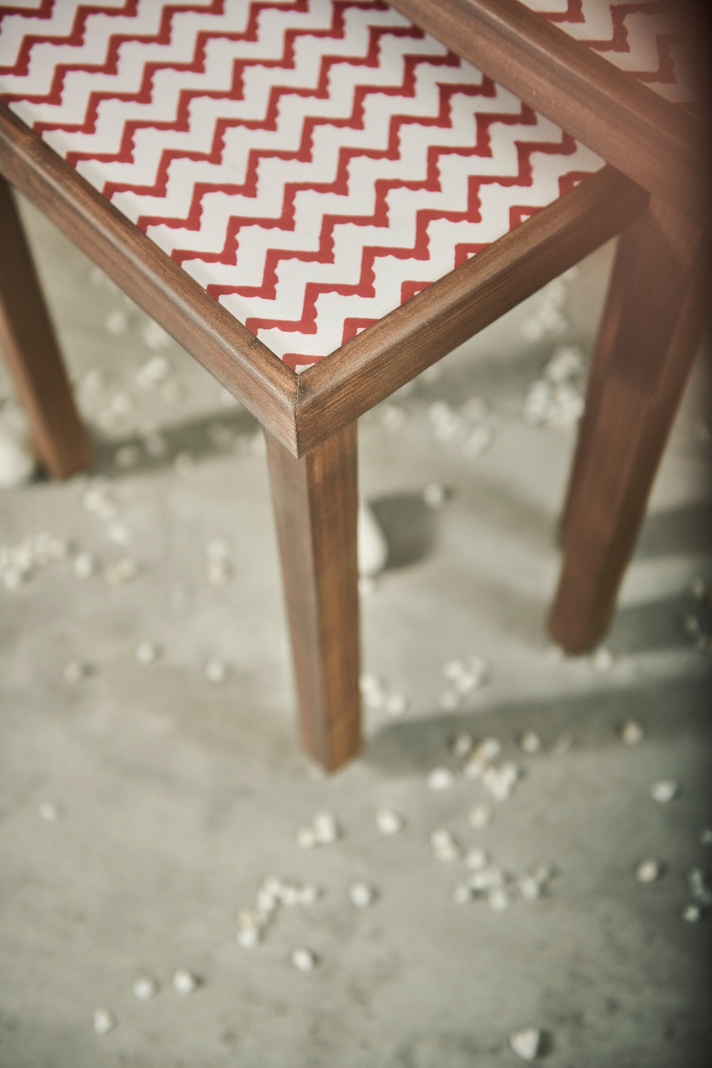 A Tiny Mistake Chevron Red Rectangle Nesting Tables (Set of Two)