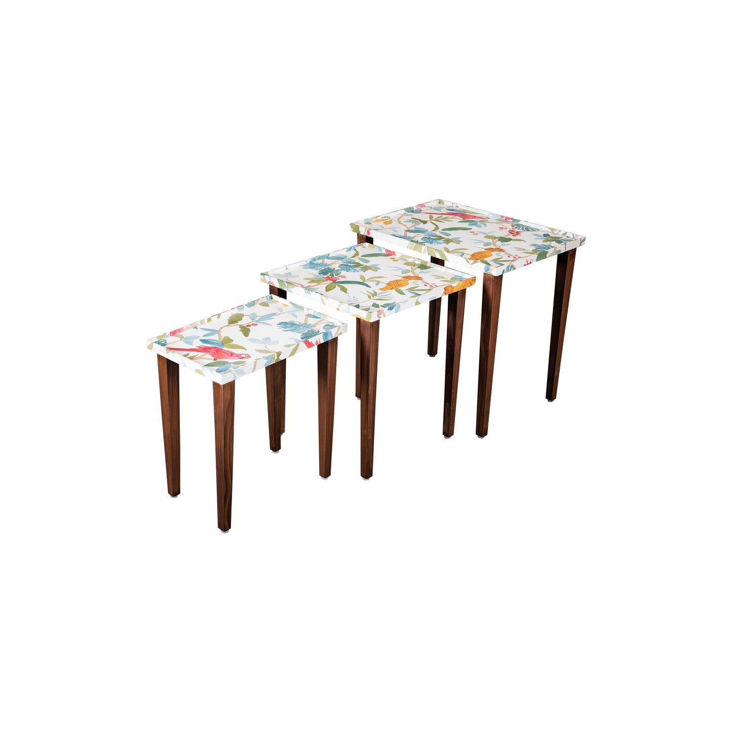A Tiny Mistake Pakshi Wooden Rectangle Nesting Tables (Set of 3), Living Room Decor