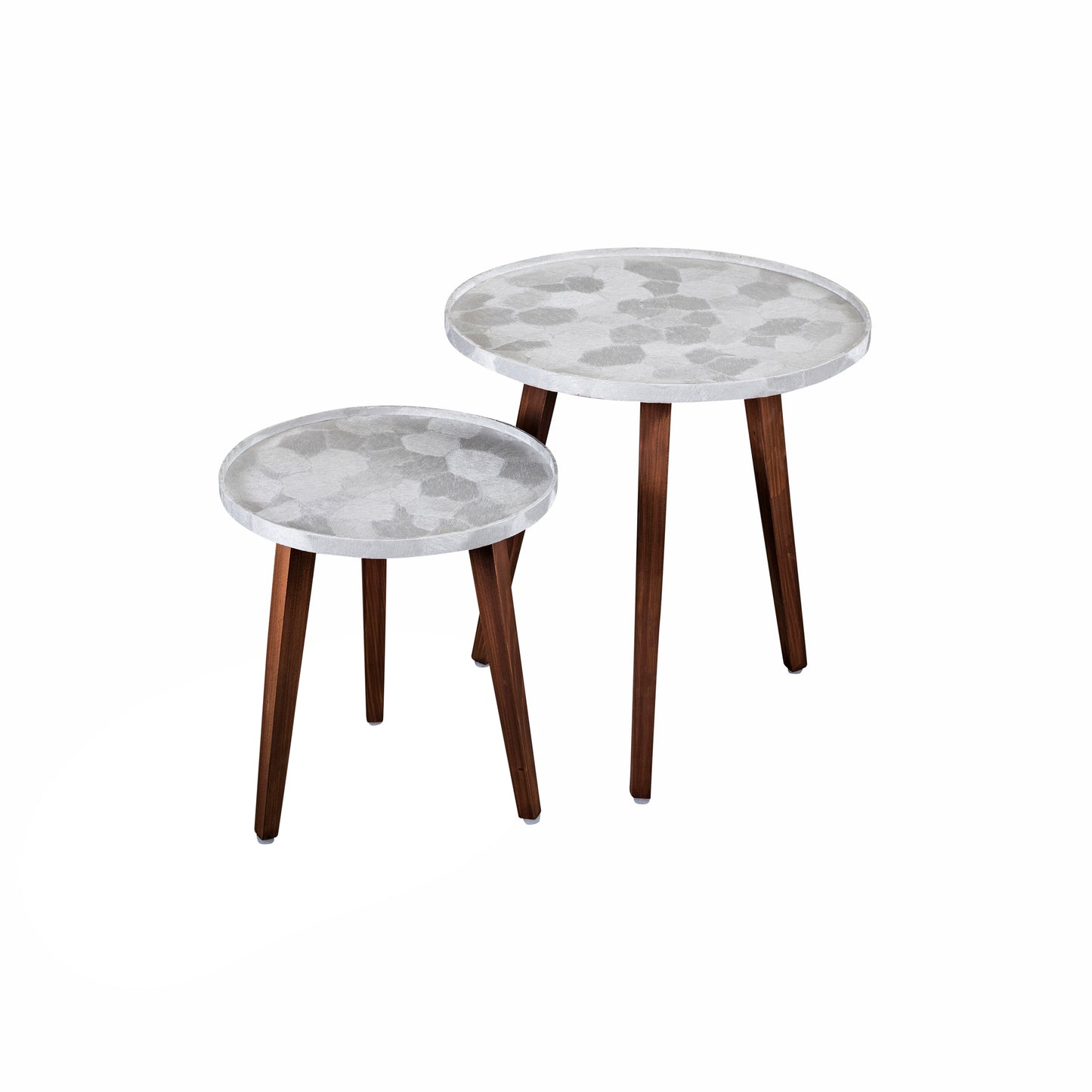A Tiny Mistake Allure Silver Wooden Nesting Tables (Set of 2), Living Room Decor