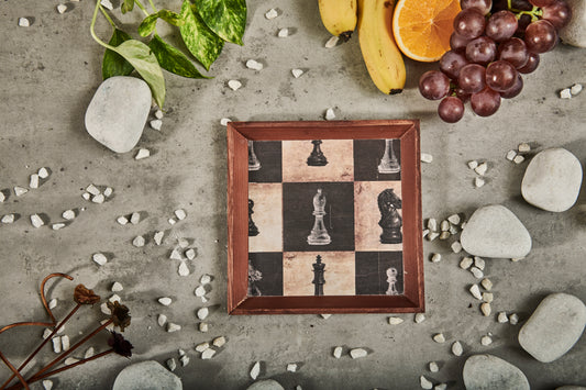 A Tiny Mistake Chess Small Square Wooden Serving Tray, 18 x 18 x 2 cm