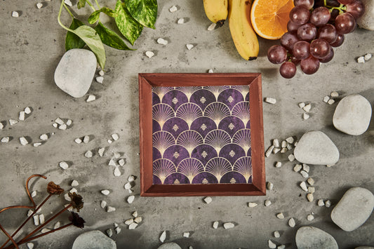 A Tiny Mistake Jamun Small Square Wooden Serving Tray, 18 x 18 x 2 cm