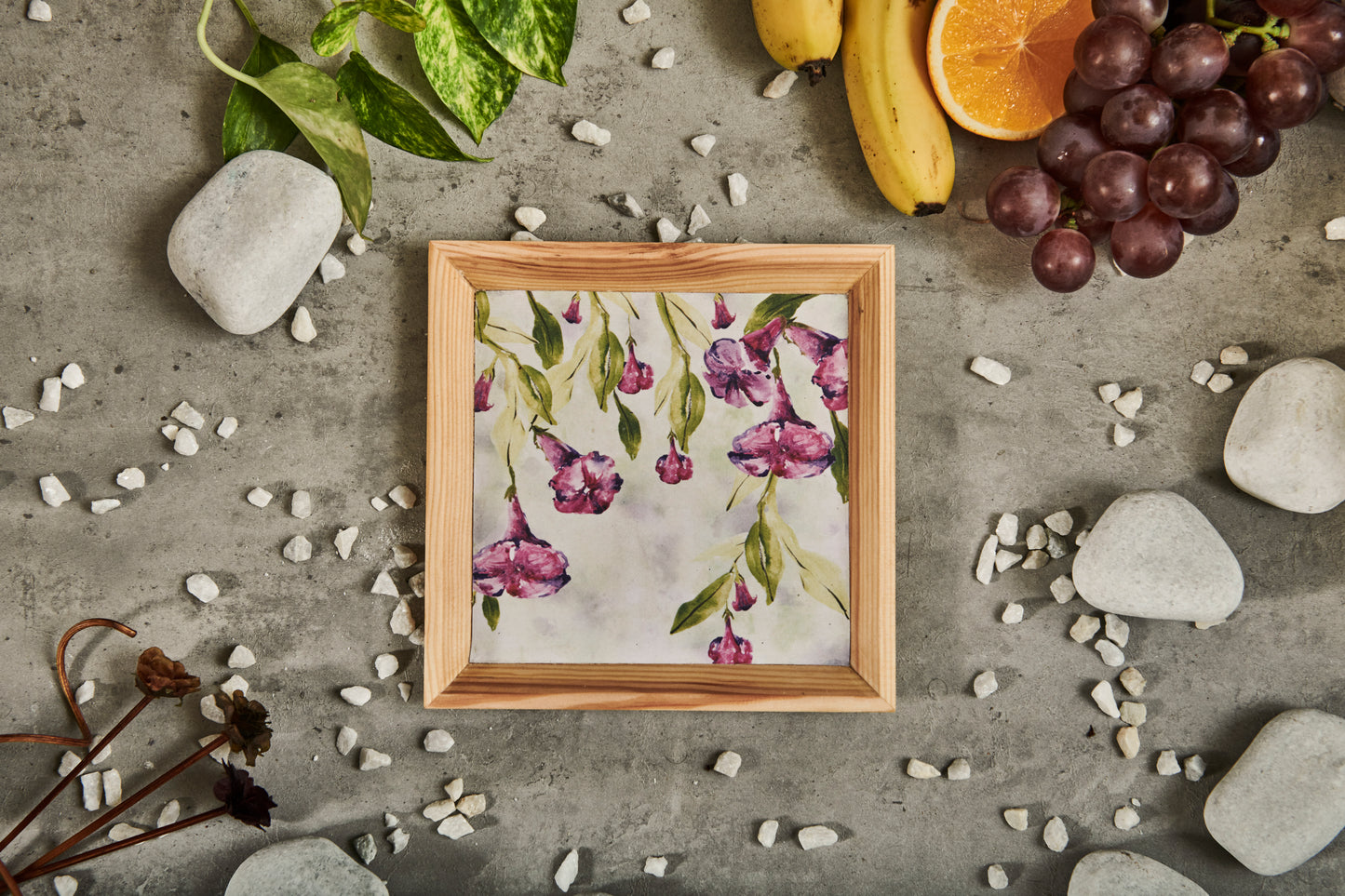 A Tiny Mistake Morning Glory Small Square Wooden Serving Tray, 18 x 18 x 2 cm