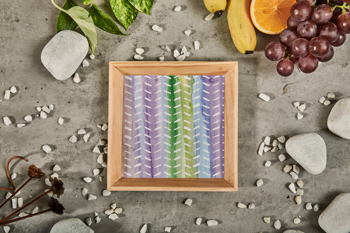 A Tiny Mistake Watercolour Lines Small Square Wooden Serving Tray, 18 x 18 x 2 cm