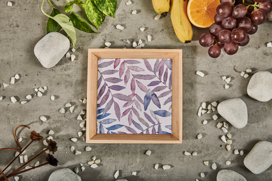 A Tiny Mistake Pastel Leaves Small Square Wooden Serving Tray, 18 x 18 x 2 cm