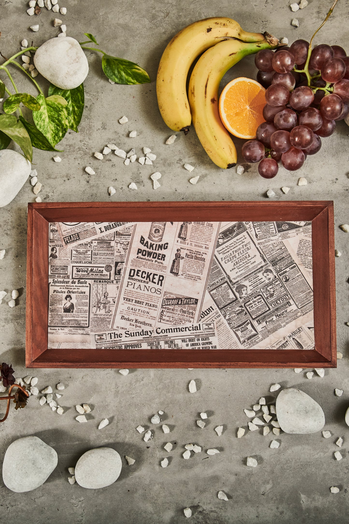 A Tiny Mistake Vintage Newspaper Rectangle Wooden Serving Tray, 35 x 20 x 2 cm