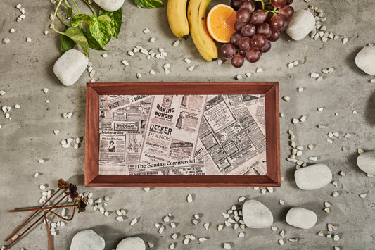 A Tiny Mistake Vintage Newspaper Rectangle Wooden Serving Tray, 35 x 20 x 2 cm