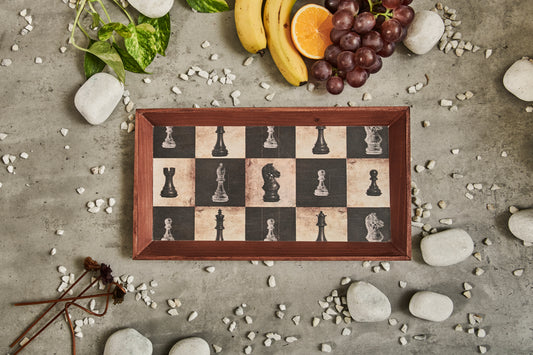 A Tiny Mistake Chess Rectangle Wooden Serving Tray, 35 x 20 x 2 cm