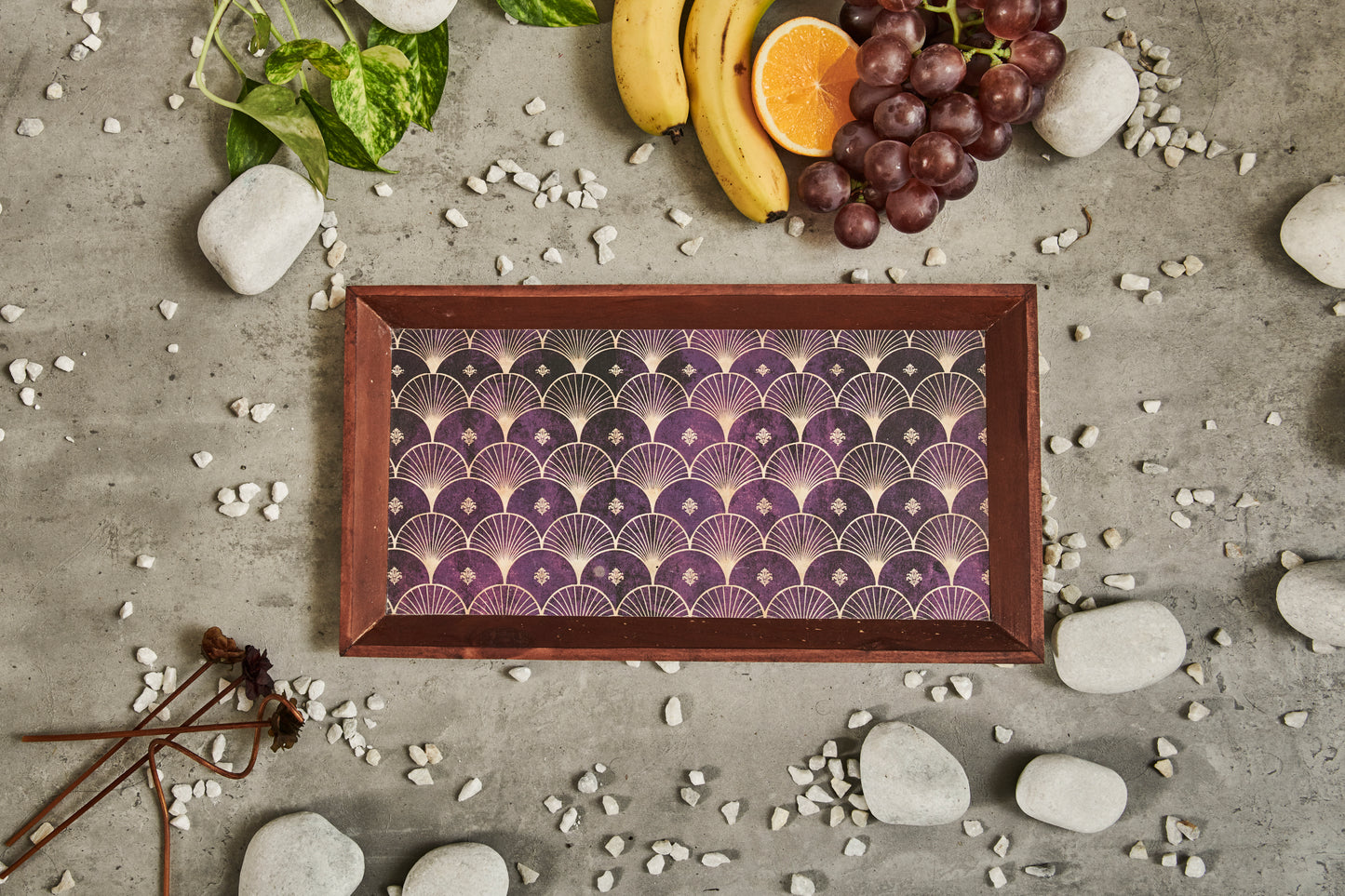 A Tiny Mistake Jamun Rectangle Wooden Serving Tray, 35 x 20 x 2 cm