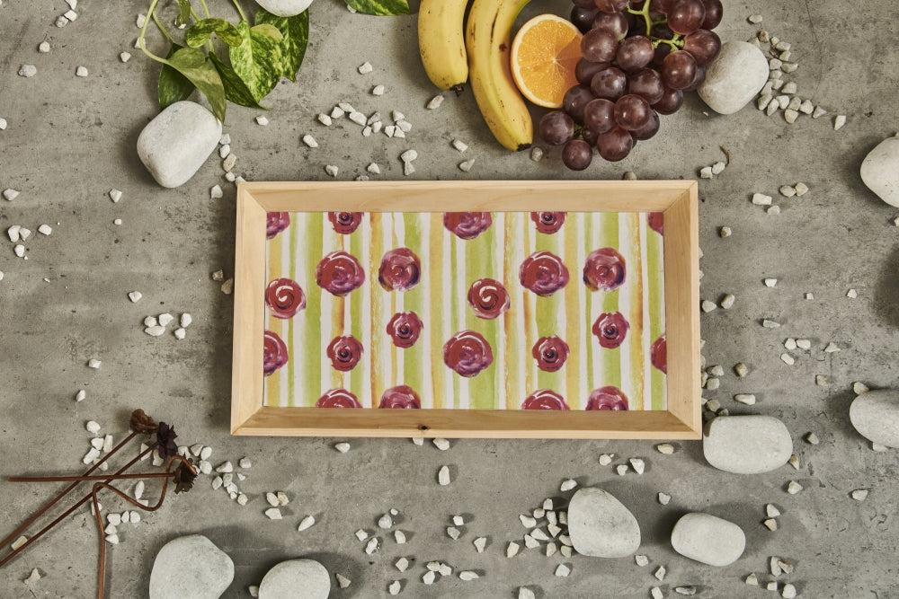 A Tiny Mistake Rose Garden Rectangle Wooden Serving Tray, 35 x 20 x 2 cm