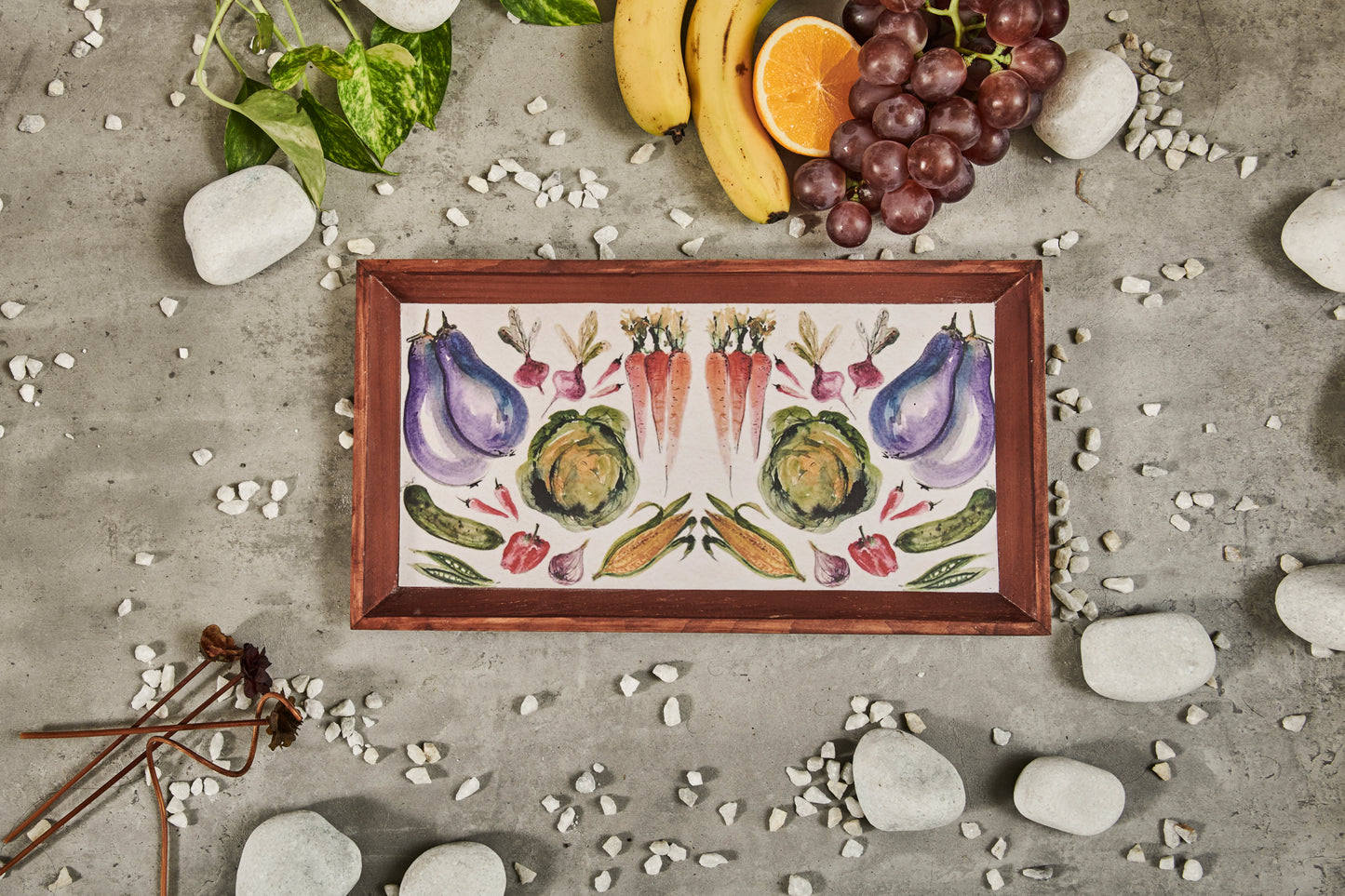 A Tiny Mistake Vegetables Rectangle Wooden Serving Tray, 35 x 20 x 2 cm