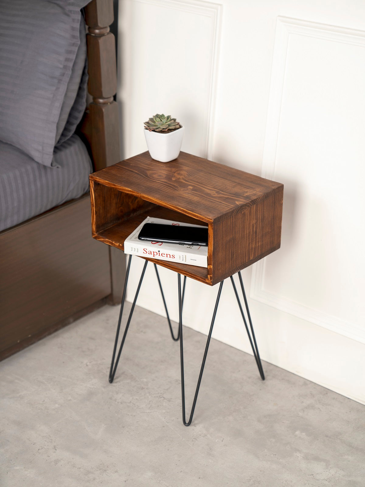 Teak Tint Amalgam Side Tables, Wooden Tables, Bedside Tables, End Tables, Living Room Decor by A Tiny Mistake