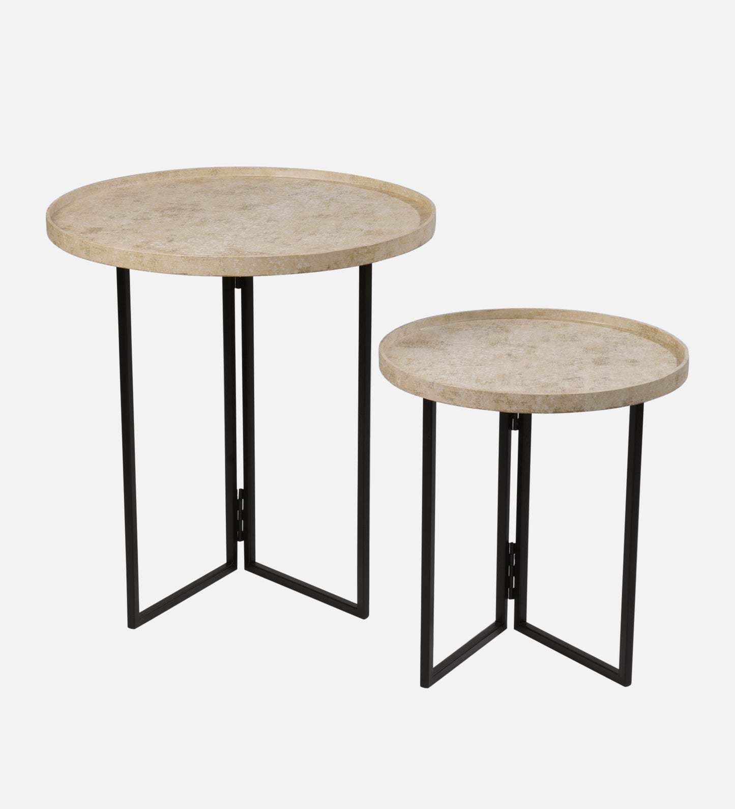 Transcendent Tinge Light Gold Round Oblique Nesting Tables, Side Tables, Wooden Tables, Living Room Decor by A Tiny Mistake