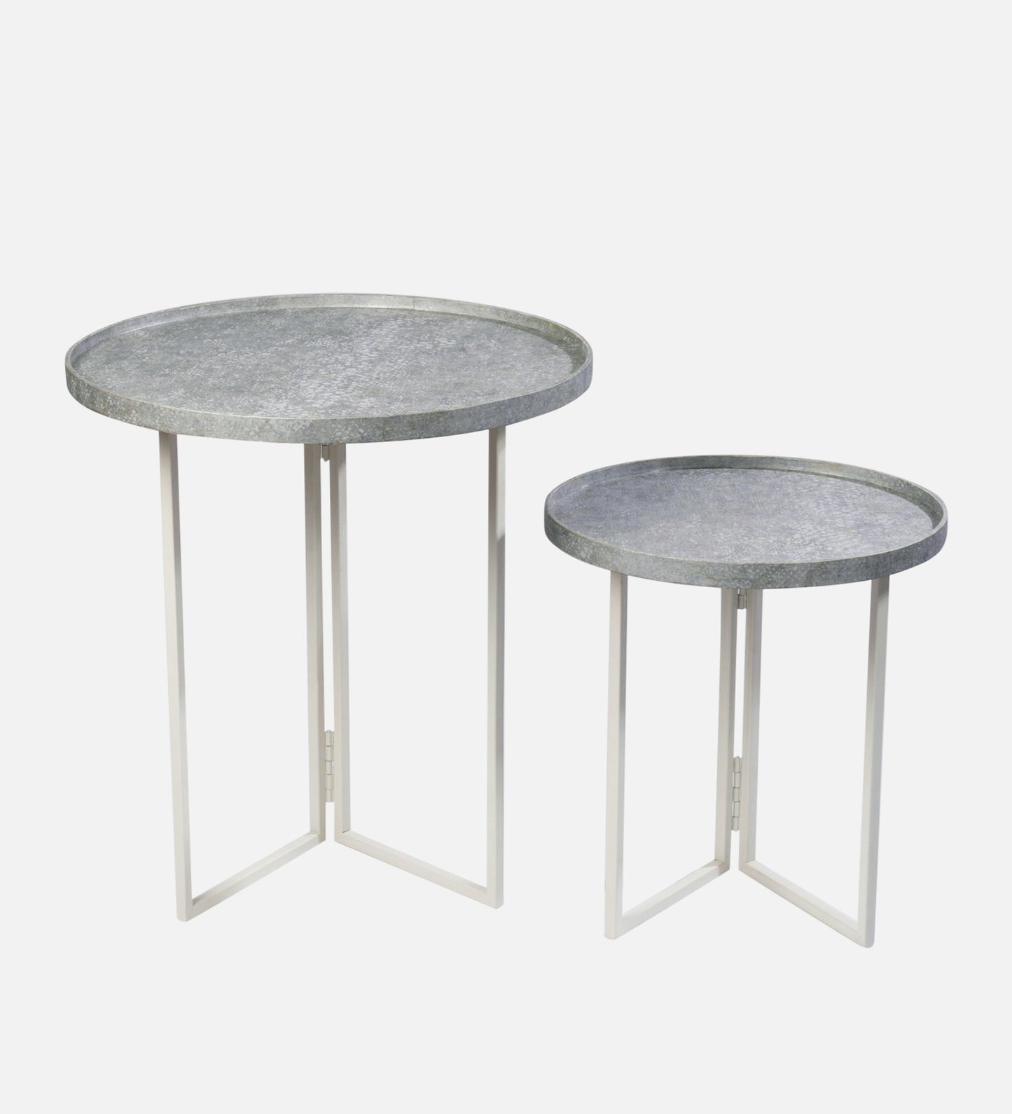 Transcendent Tinge Powder Blue Round Oblique Nesting Tables, Side Tables, Wooden Tables, Living Room Decor by A Tiny Mistake