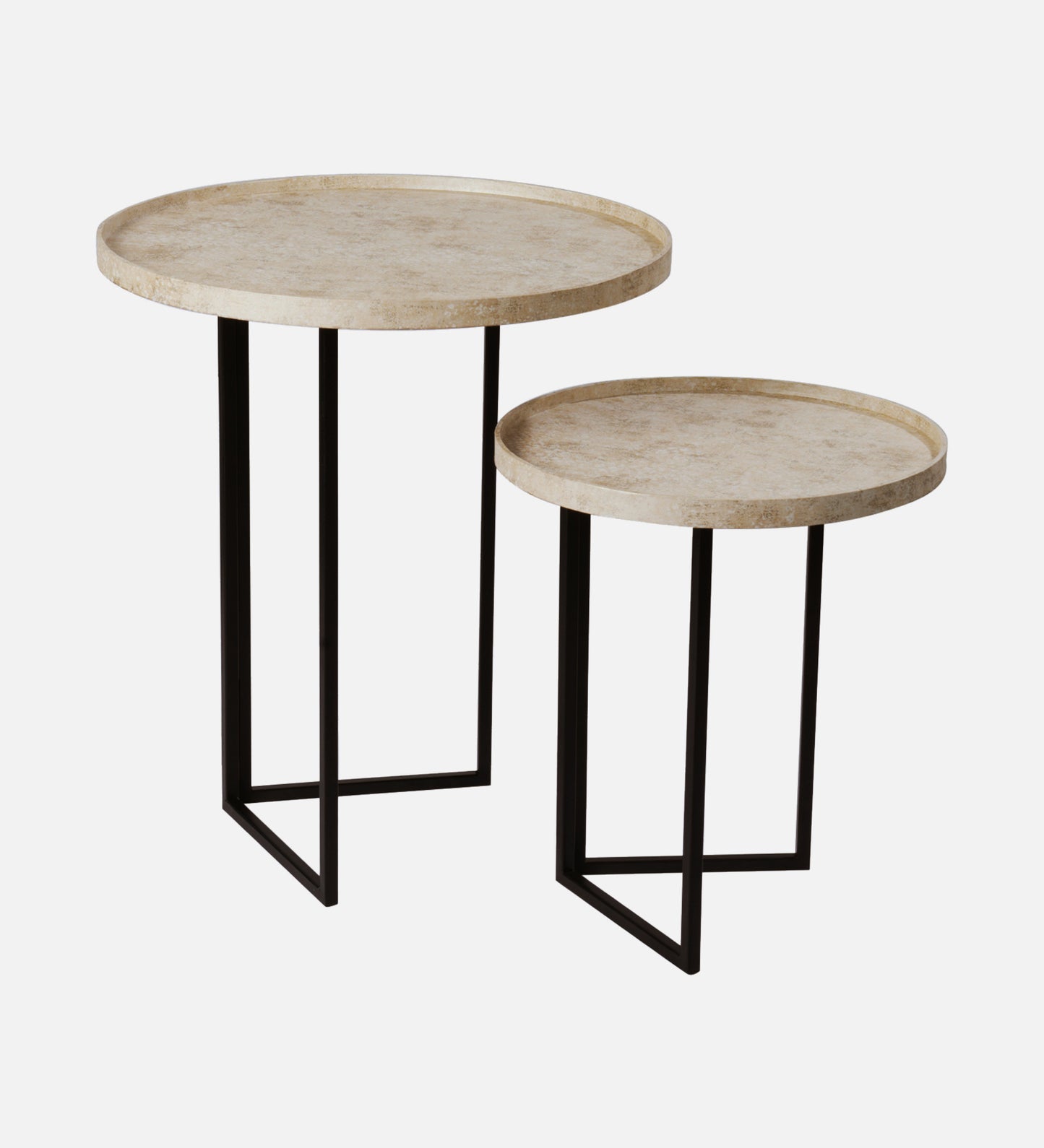 Transcendent Tinge Light Gold Round Oblique Nesting Tables, Side Tables, Wooden Tables, Living Room Decor by A Tiny Mistake