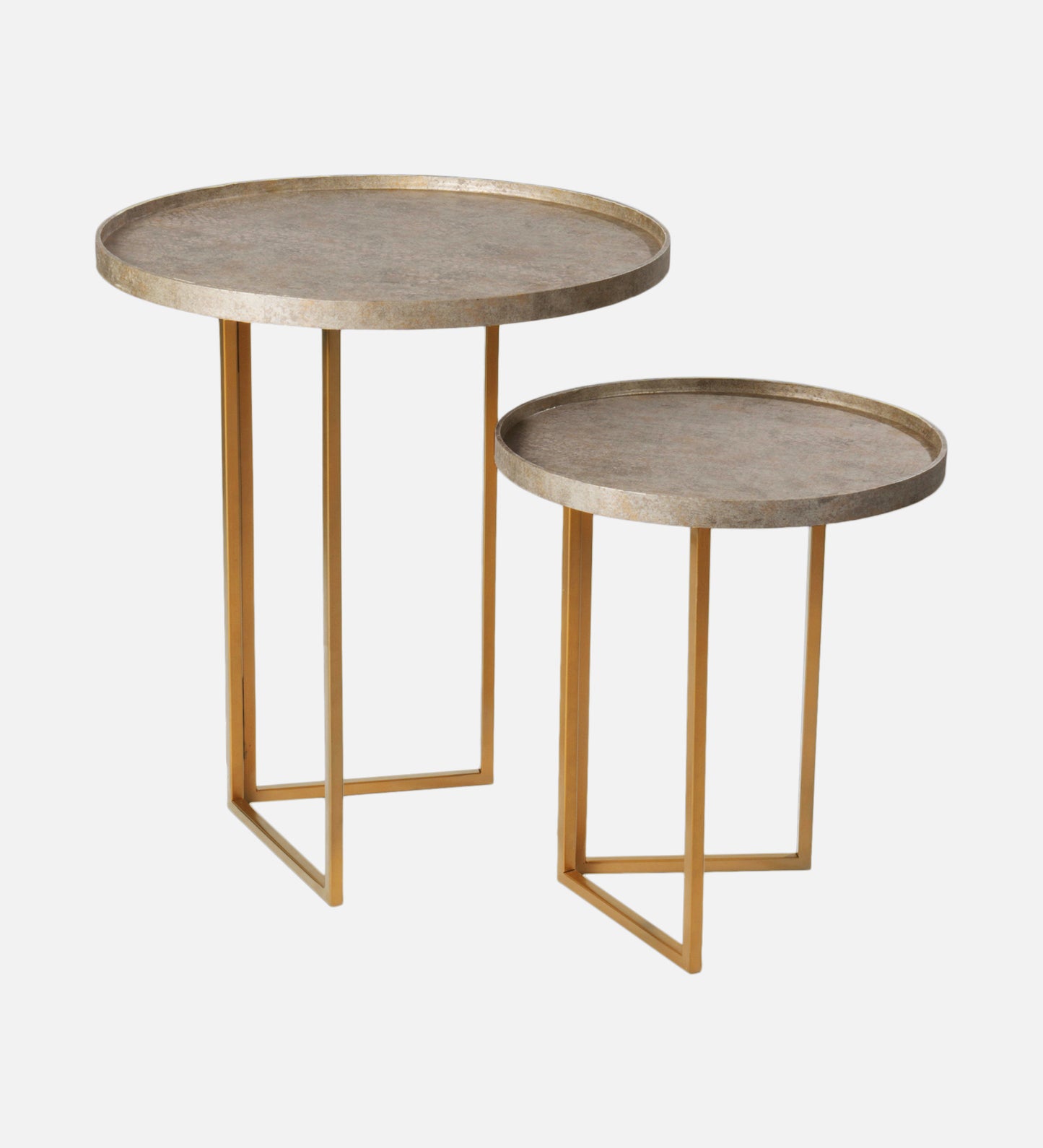 Transcendent Tinge Dark Gold Round Oblique Nesting Tables, Side Tables, Wooden Tables, Living Room Decor by A Tiny Mistake