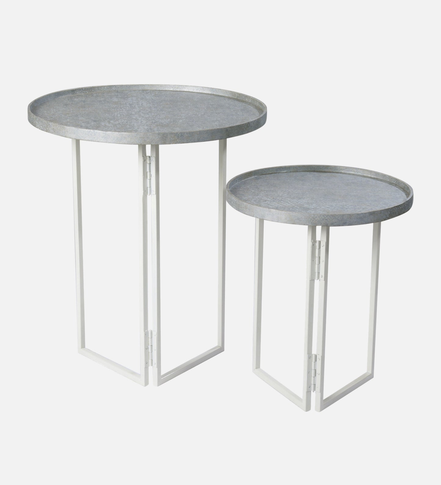 Transcendent Tinge Powder Blue Round Oblique Nesting Tables, Side Tables, Wooden Tables, Living Room Decor by A Tiny Mistake