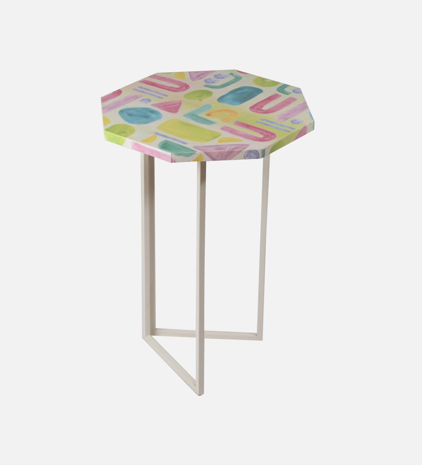 Tiny Doodles Octagon Oblique Side Tables, Wooden Tables, Living Room Decor by A Tiny Mistake