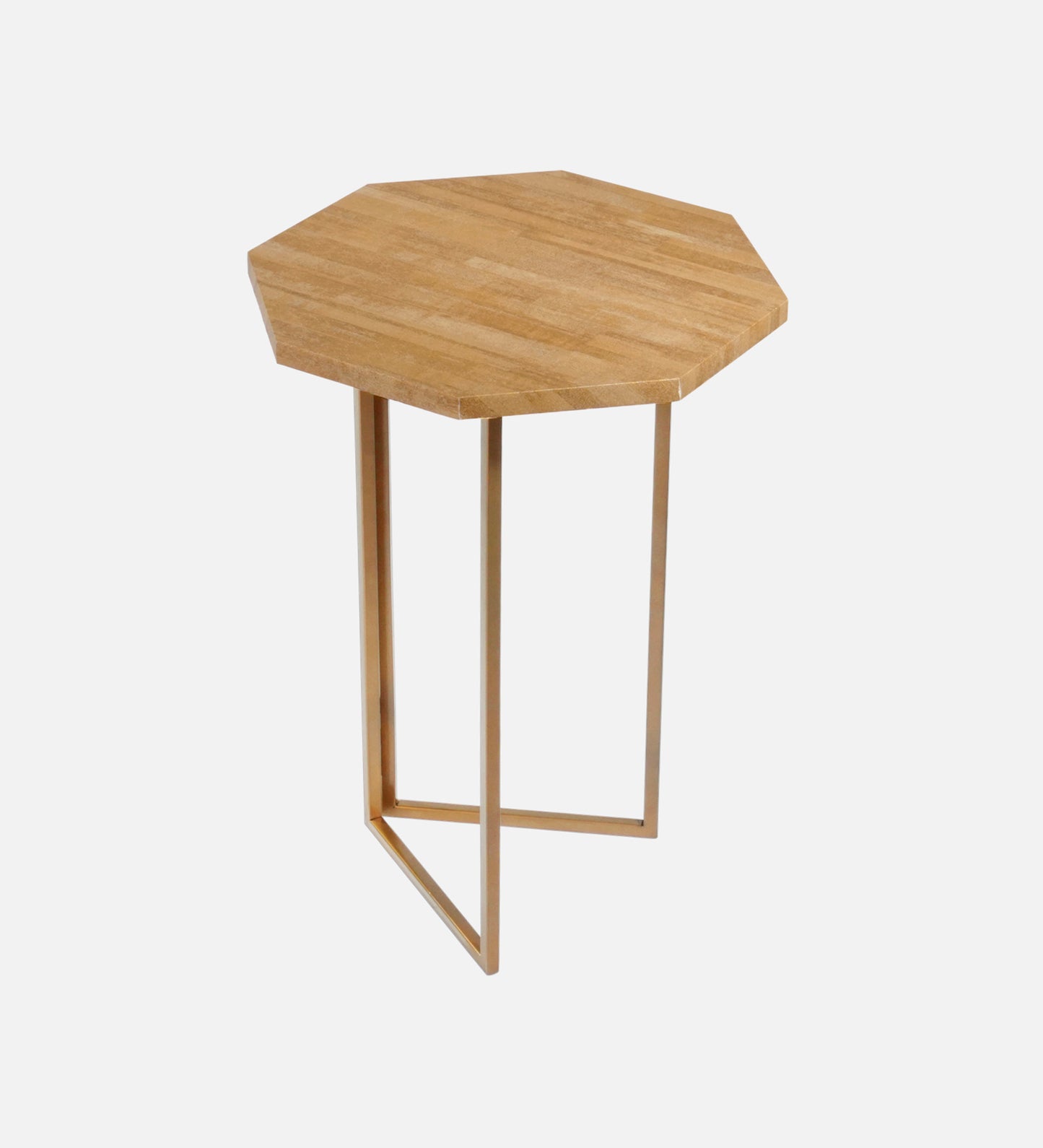 Gold Stacks Octagon Oblique Side Tables, Wooden Tables, Living Room Decor by A Tiny Mistake