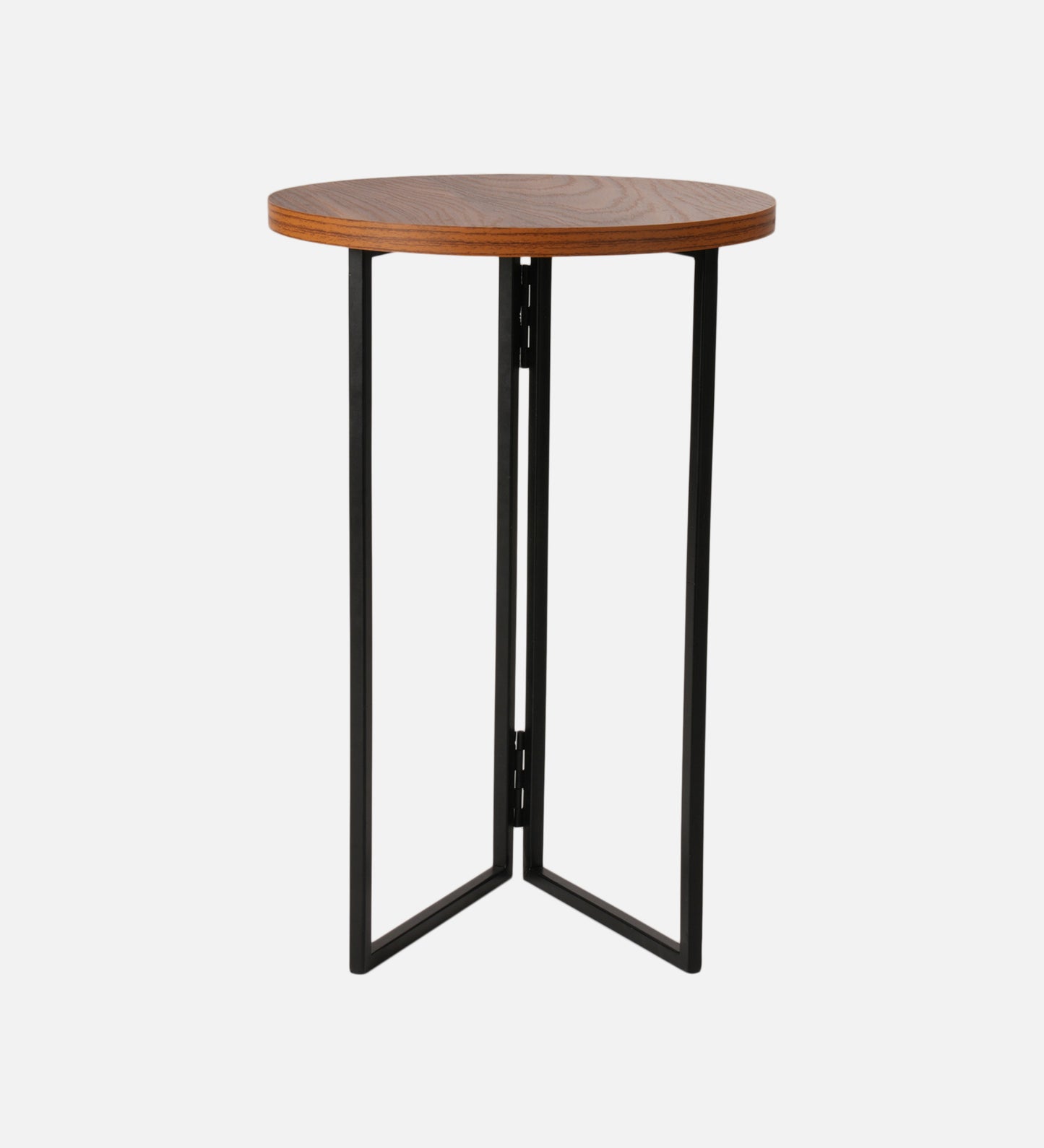 Teak Hues (Charcoal Legs) Round Oblique Side Tables, Wooden Tables, Living Room Decor by A Tiny Mistake