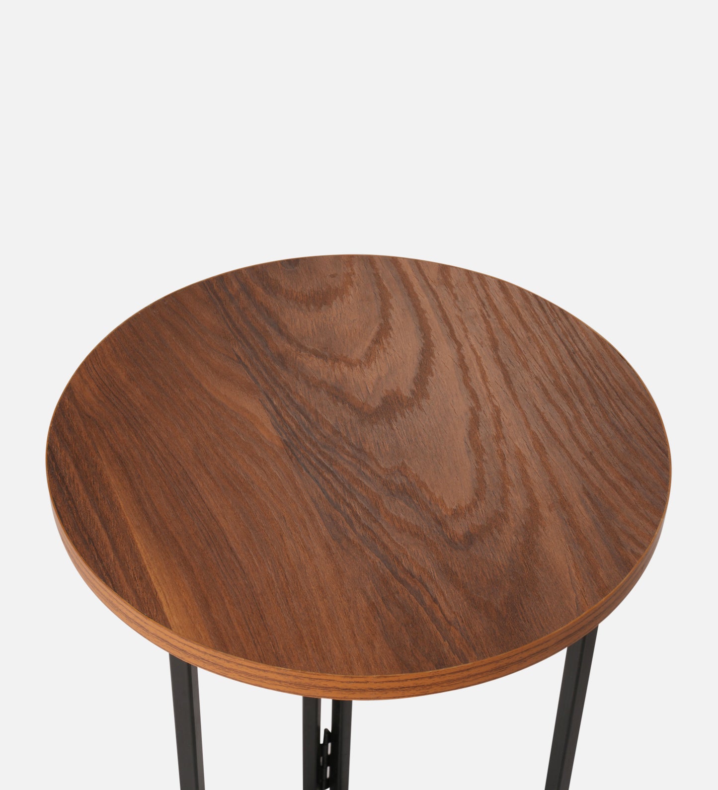 Teak Hues (Charcoal Legs) Round Oblique Side Tables, Wooden Tables, Living Room Decor by A Tiny Mistake