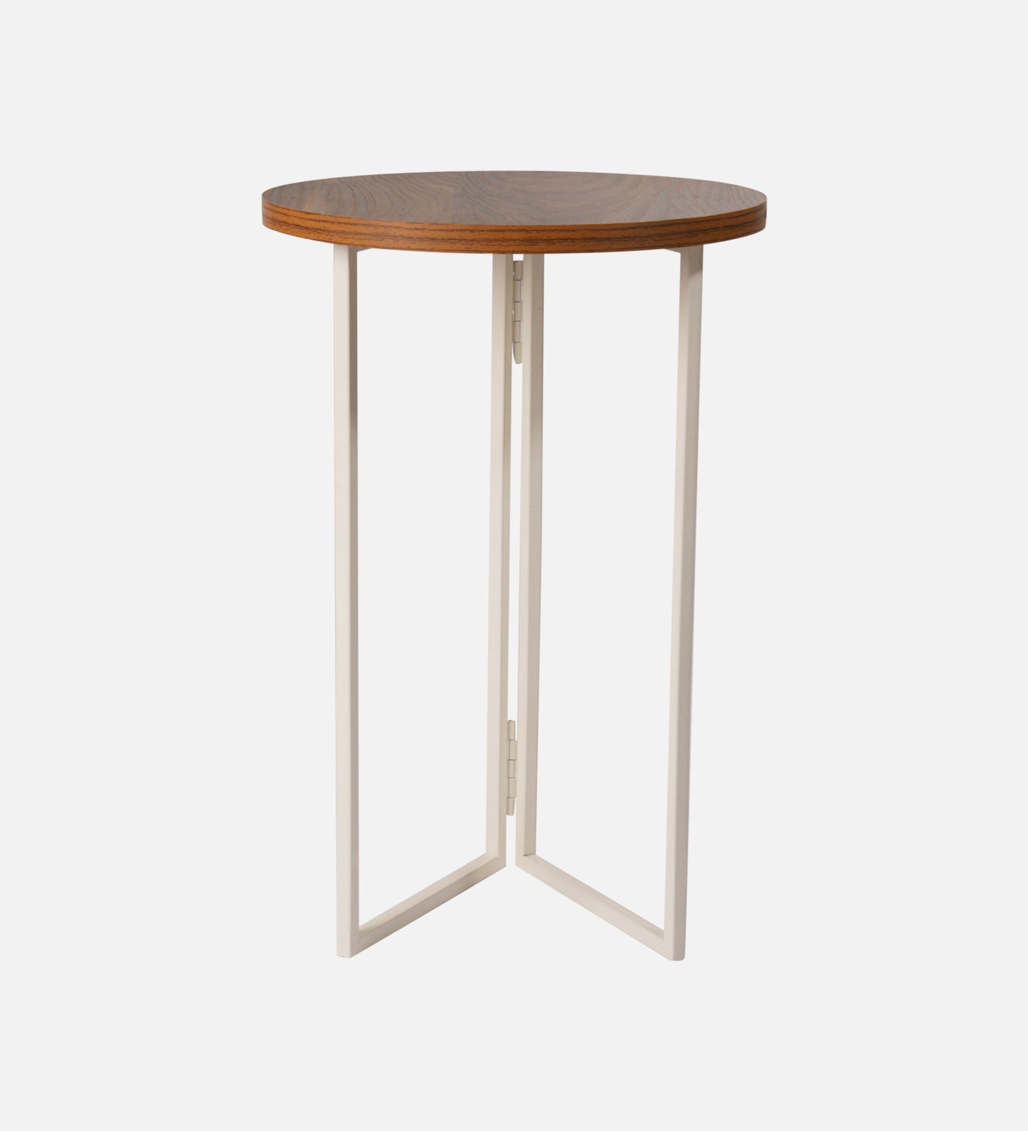 Teak Hues (Ivory Legs) Round Oblique Side Tables, Wooden Tables, Living Room Decor by A Tiny Mistake