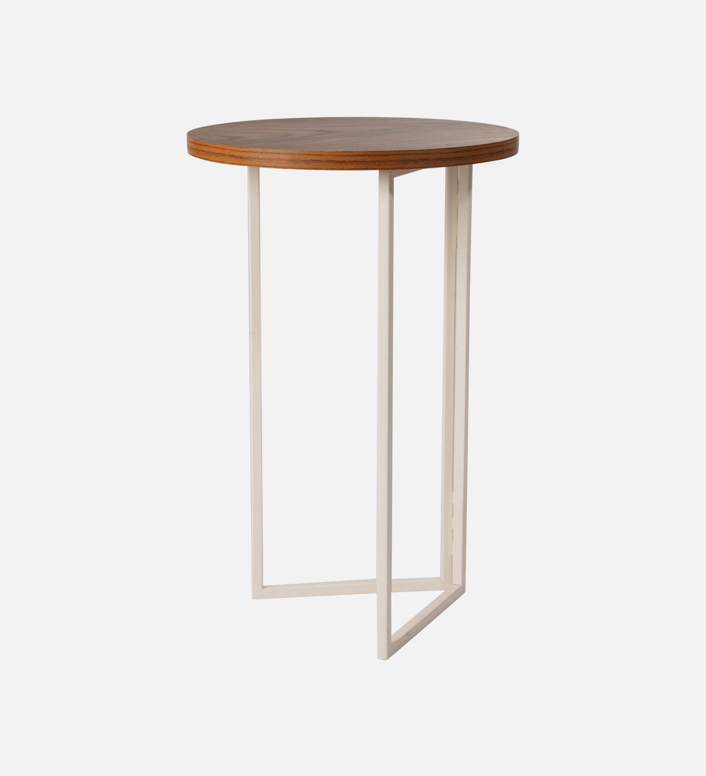 Teak Hues (Ivory Legs) Round Oblique Side Tables, Wooden Tables, Living Room Decor by A Tiny Mistake