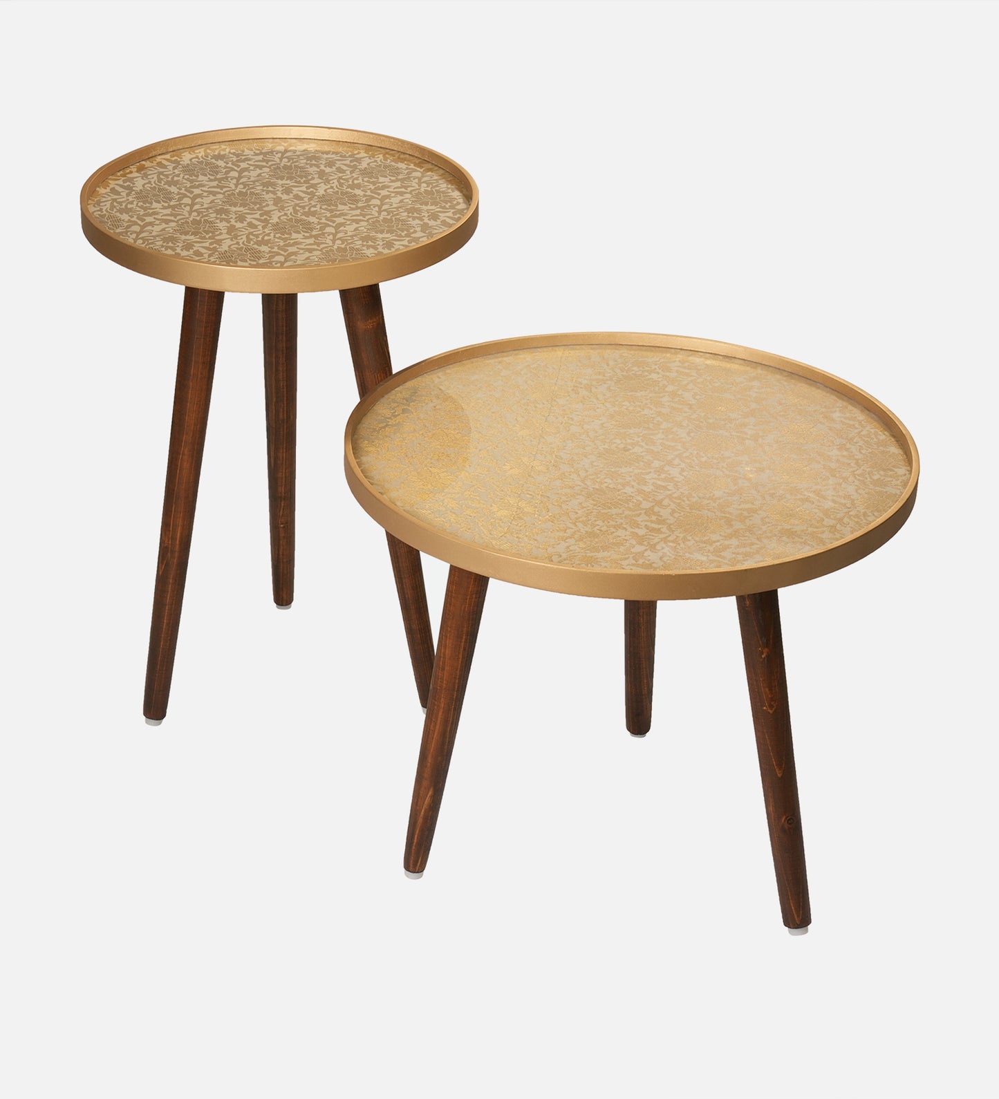 Banarasi Inverse Round Nesting Tables with Wooden Legs, Side Tables, Wooden Tables, Living Room Decor by A Tiny Mistake