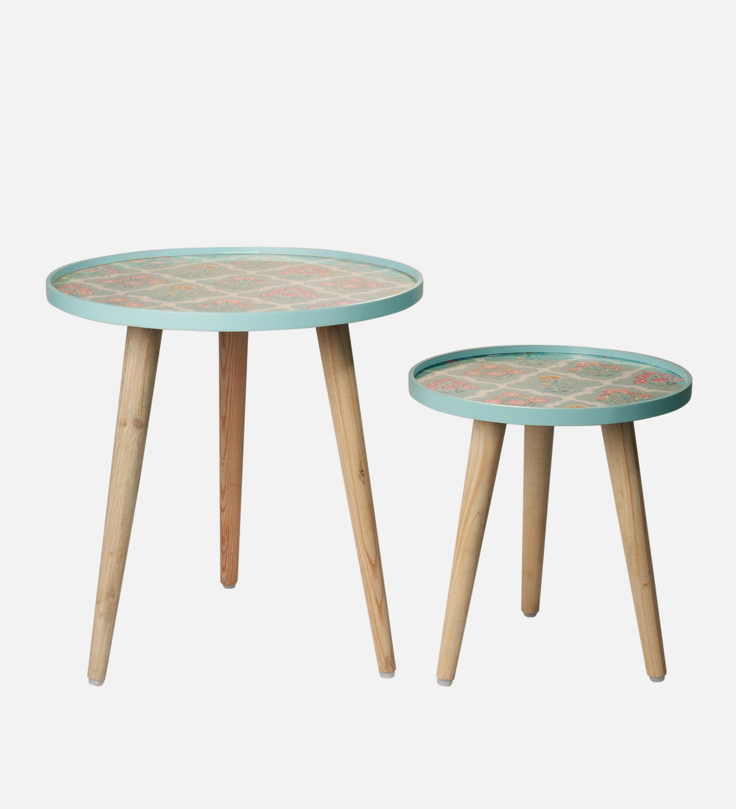 Phool Round Nesting Tables with Wooden Legs, Side Tables, Wooden Tables, Living Room Decor by A Tiny Mistake