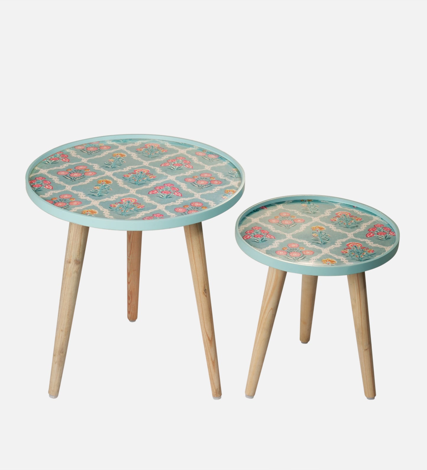 Phool Round Nesting Tables with Wooden Legs, Side Tables, Wooden Tables, Living Room Decor by A Tiny Mistake