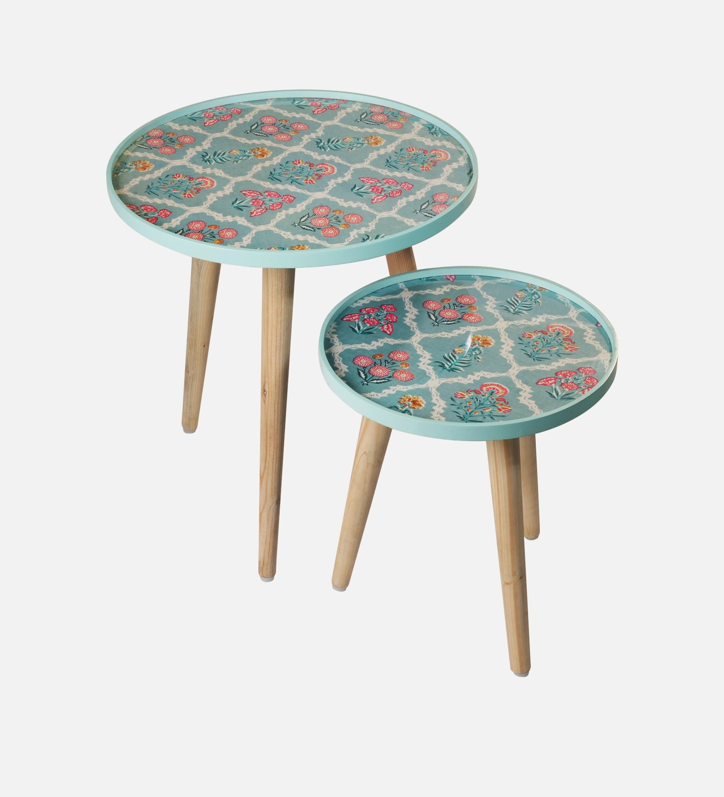 Phool Round Nesting Tables with Wooden Legs, Side Tables, Wooden Tables, Living Room Decor by A Tiny Mistake