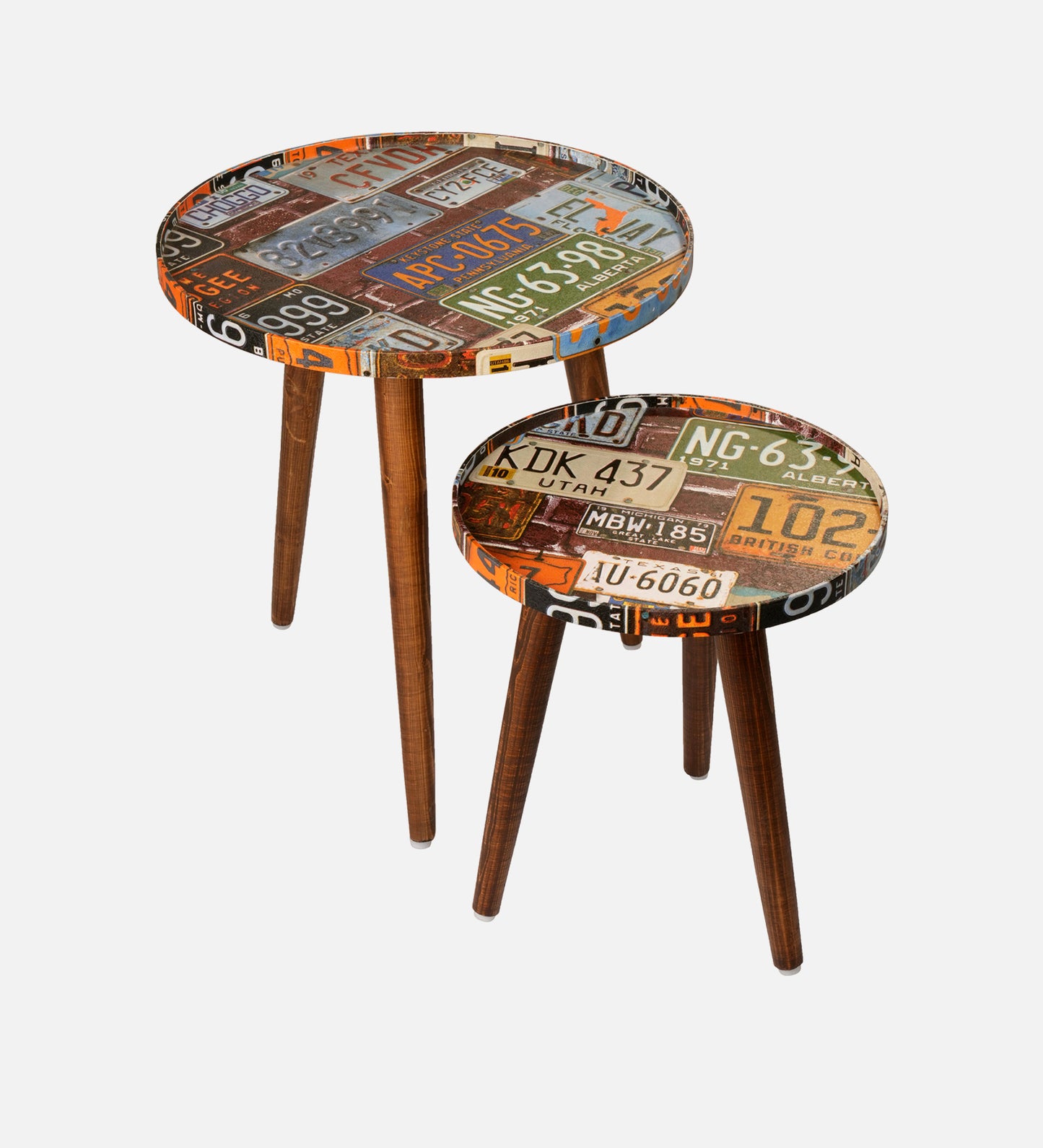 Muddy Miles Round Nesting Tables with Wooden Legs, Side Tables, Wooden Tables, Living Room Decor by A Tiny Mistake