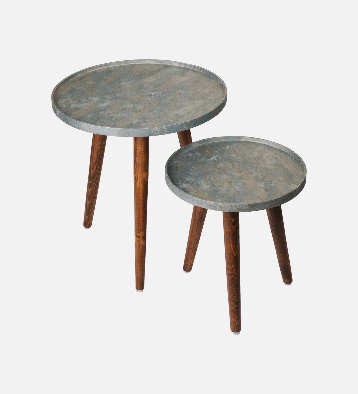 Teal Rain Round Nesting Tables with Wooden Legs, Side Tables, Wooden Tables, Living Room Decor by A Tiny Mistake