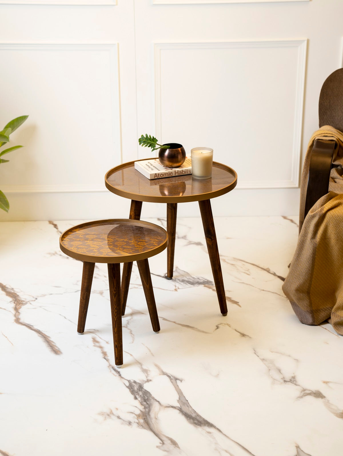 Bela Round Nesting Tables with Wooden Legs, Side Tables, Wooden Tables, Living Room Decor by A Tiny Mistake