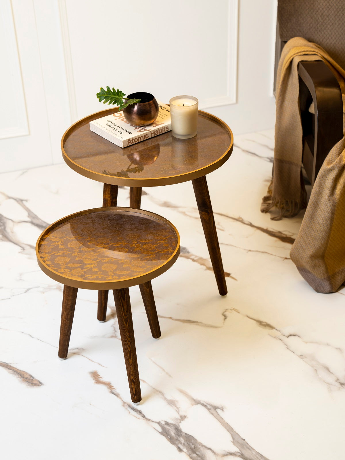 Bela Round Nesting Tables with Wooden Legs, Side Tables, Wooden Tables, Living Room Decor by A Tiny Mistake
